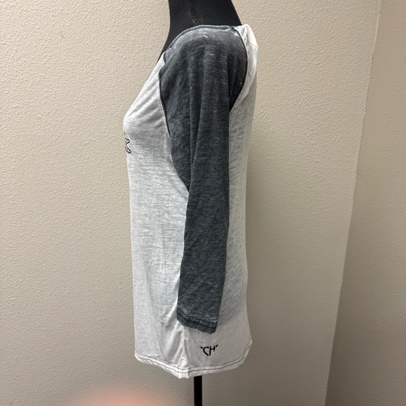 Cowgirl Hardware Aztec Graphic Raglan Tee Western Boho Top White Gray L - Picture 4 of 9